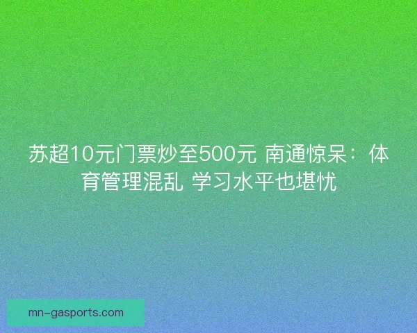 苏超10元门票炒至500元 南通惊呆：体育管理混乱 学习水平也堪忧