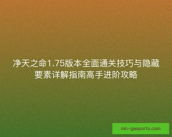 净天之命1.75版本全面通关技巧与隐藏要素详解指南高手进阶攻略